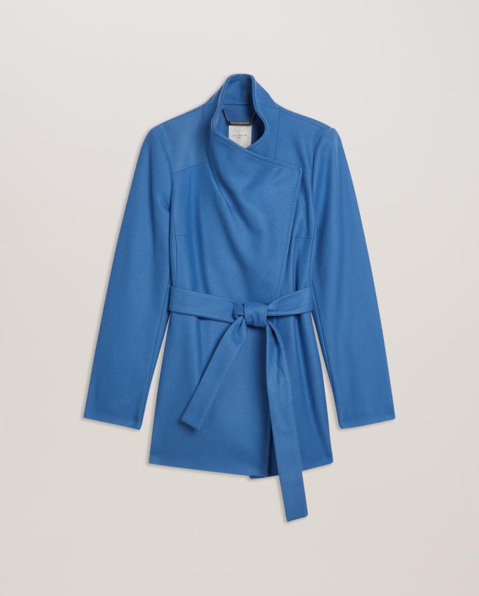 Manteau Ted Baker Short Wool Wrap Bleu Femme | KUF-76331802